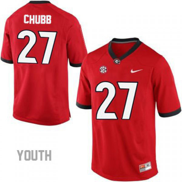 Youth Georgia Bulldogs Nick Chubb Youth #27 College Jersey - Red